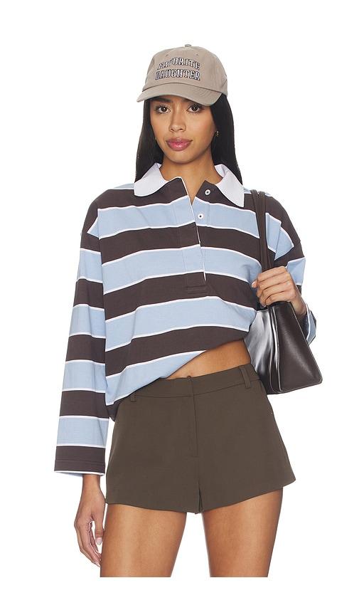 Madewell Rugby Polo Top in Blue,Chocolate by MADEWELL
