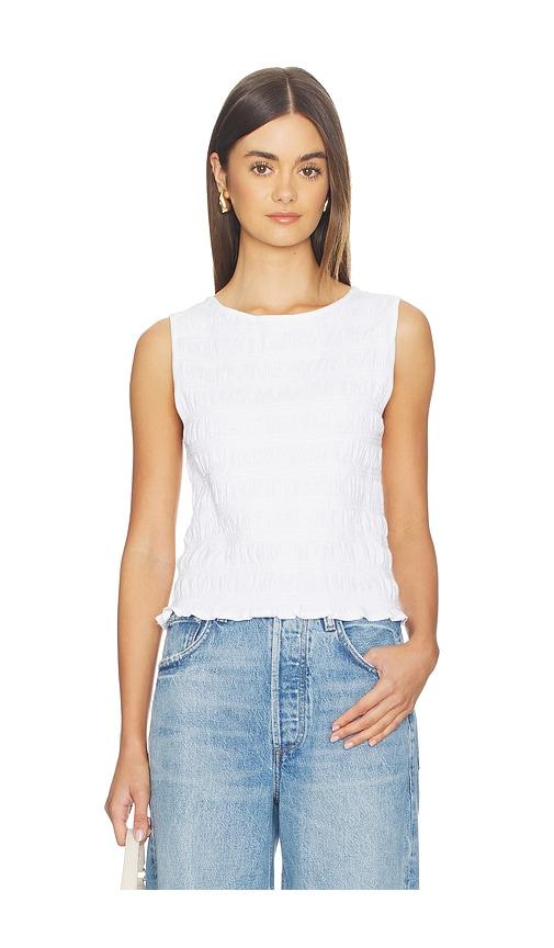 Madewell Smocked Boatneck Tank Top in White by MADEWELL