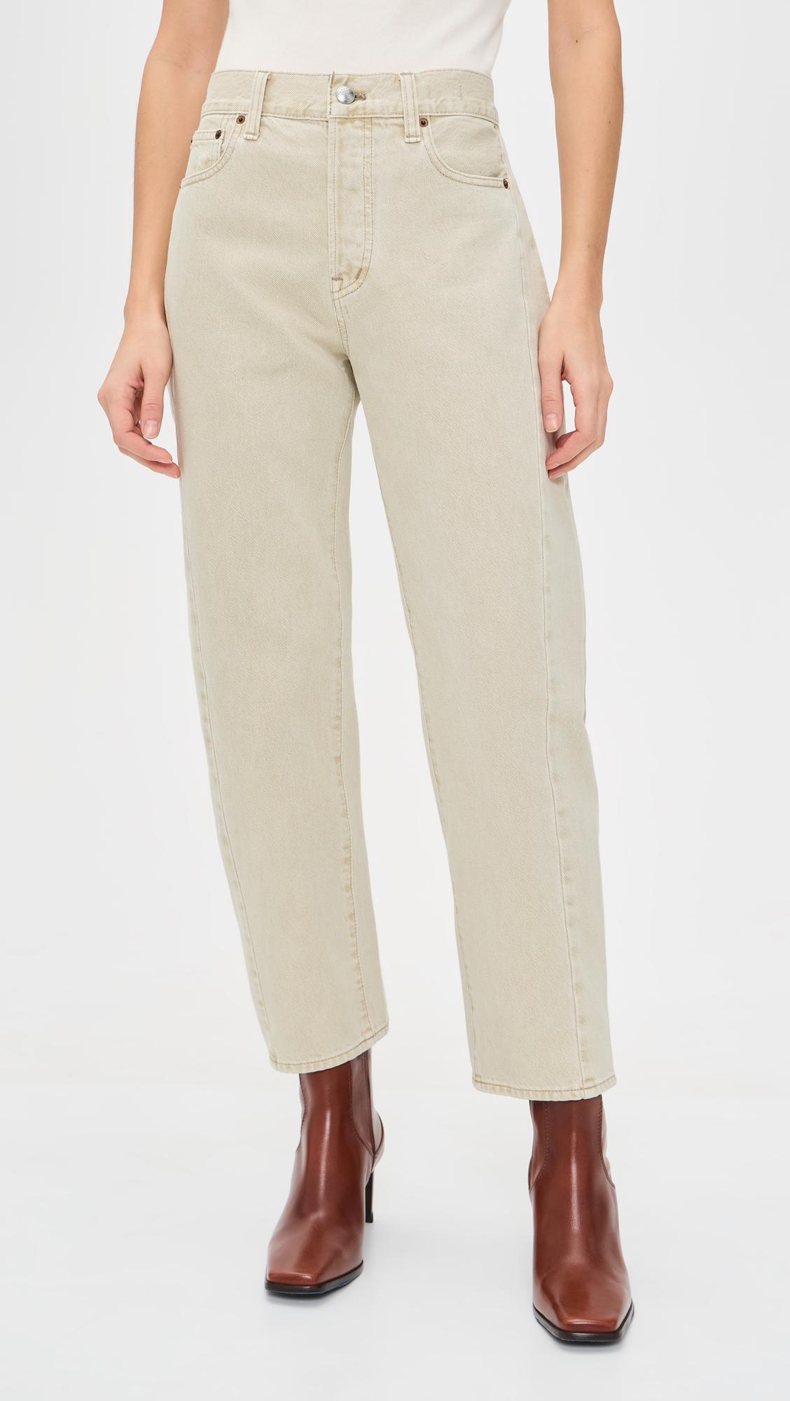 Pieced Barrel-Leg Jeans In Faded Khaki by MADEWELL