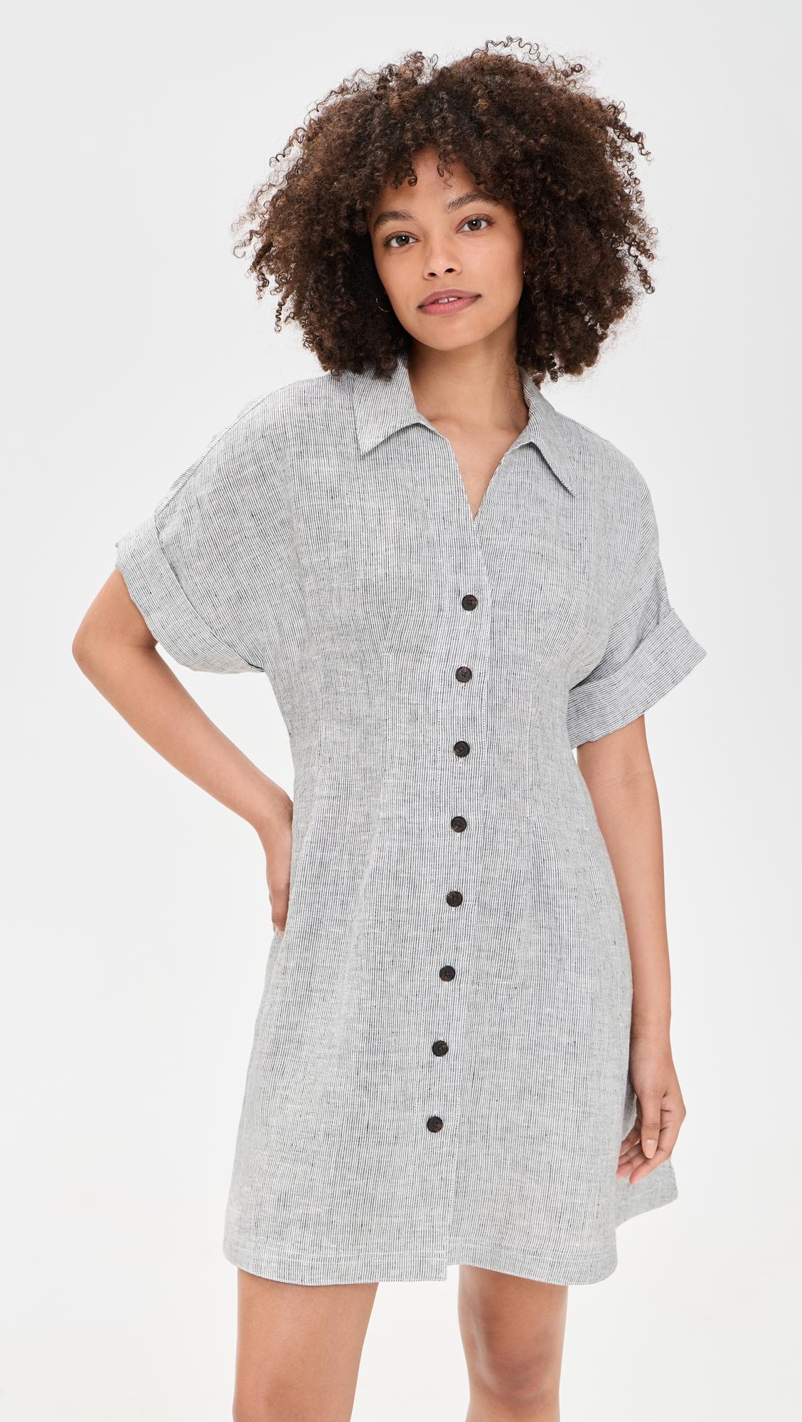 Pleated Linen Shirt Dress by MADEWELL