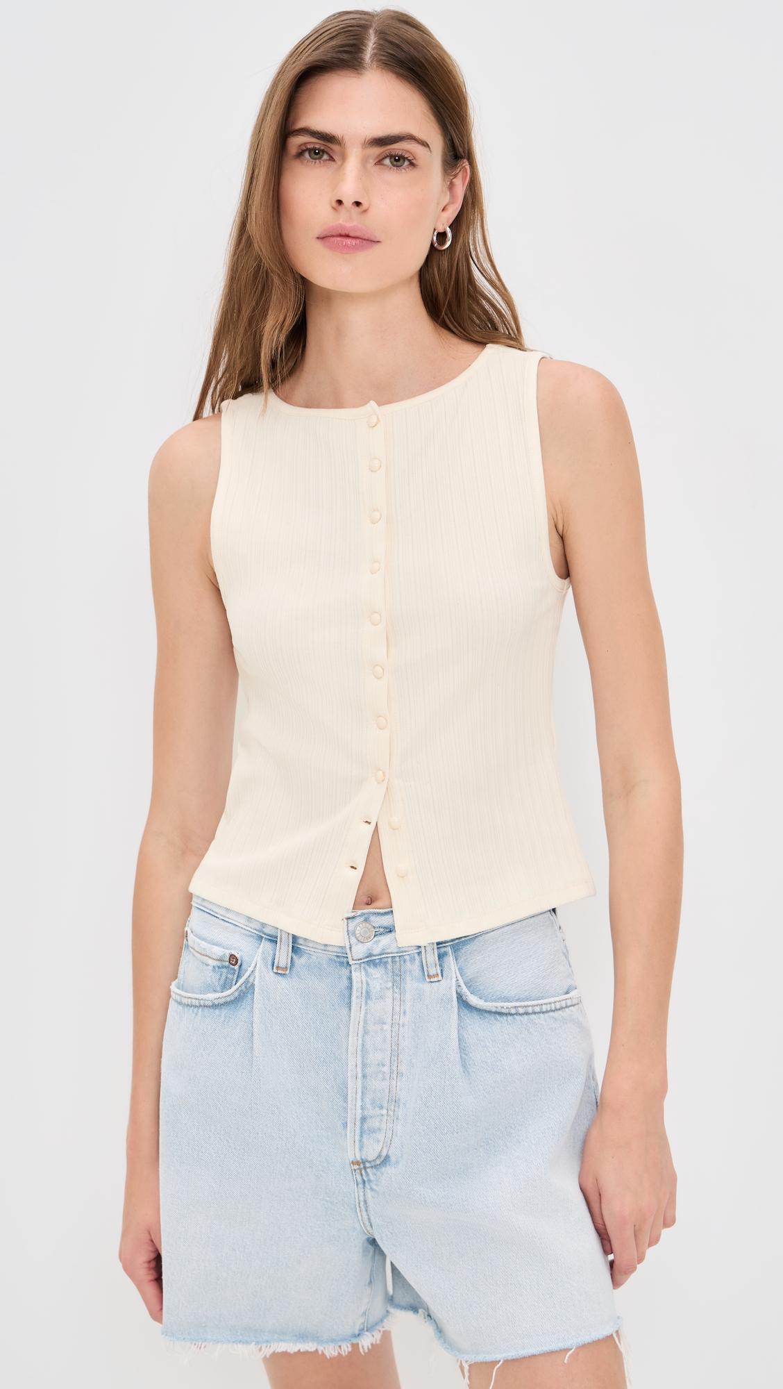Ribbed Crewneck Shell Top by MADEWELL