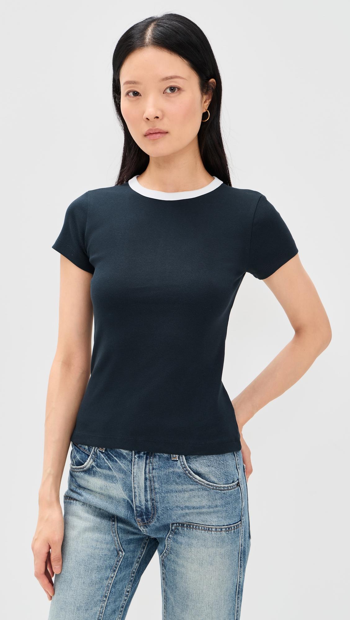 Ribbed Short Sleeve Crew Neck Tee with Center Back by MADEWELL