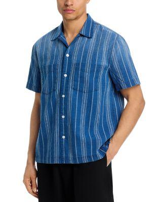 Short Sleeve Novelty Denim Stripe Shirt by MADEWELL