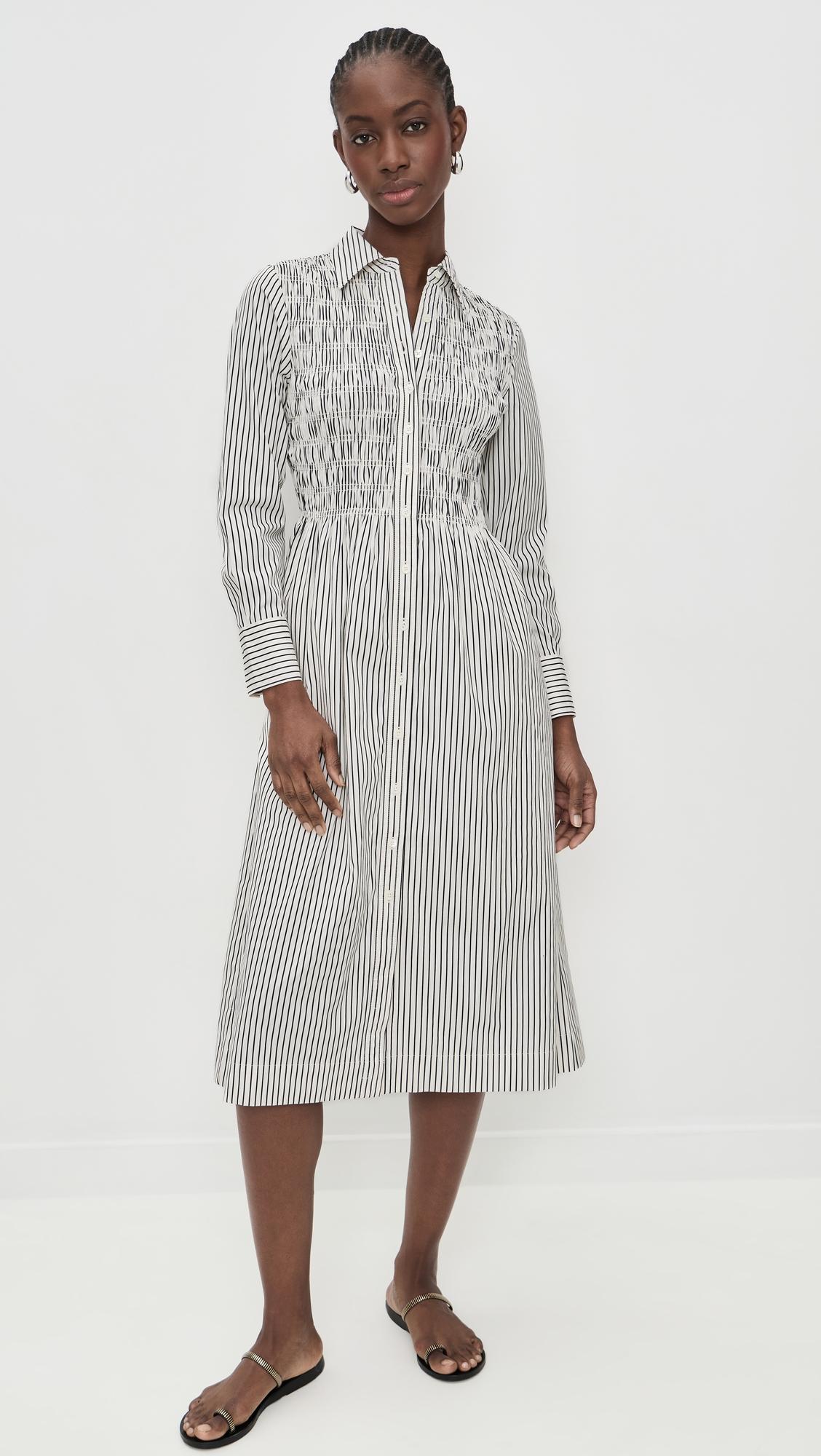 Smocked Midi Shirt Dress by MADEWELL