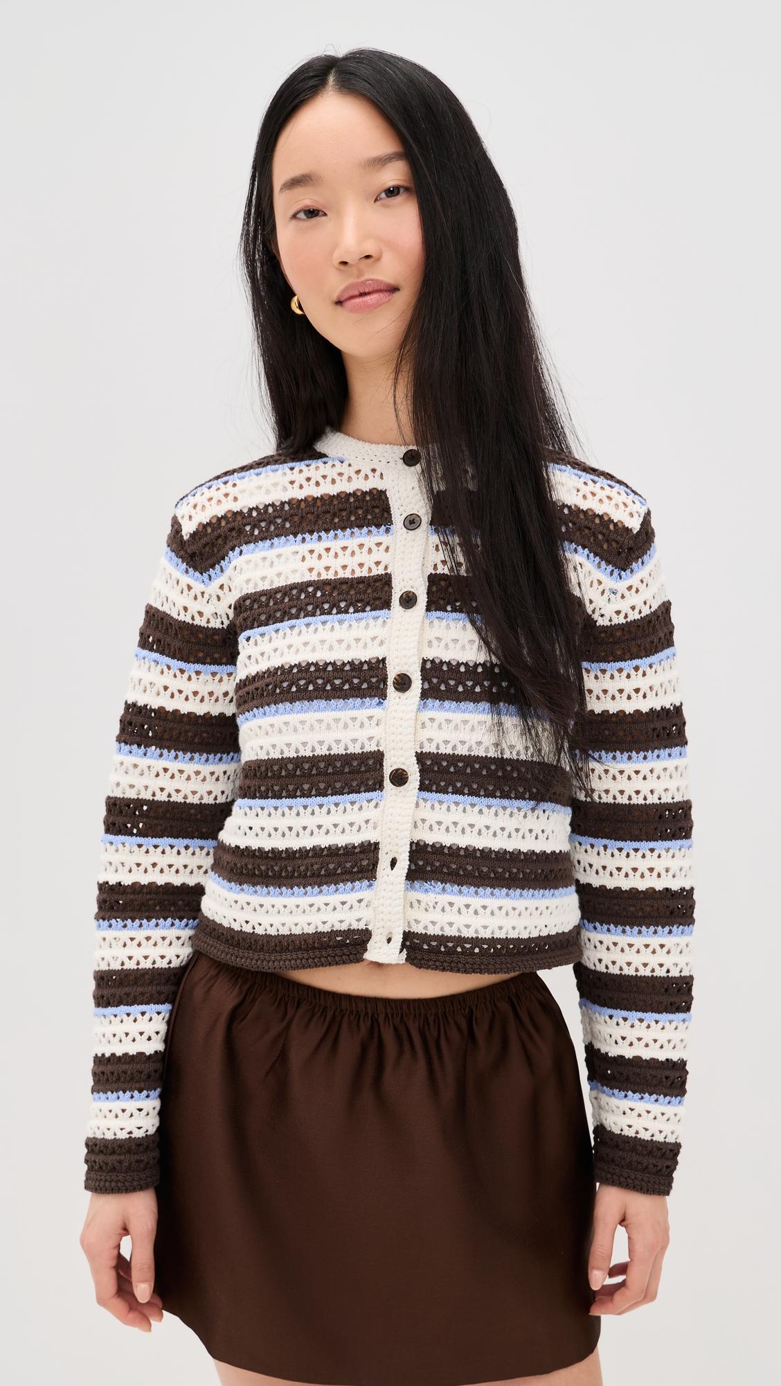 Striped Crochet Cardigan Sweater by MADEWELL