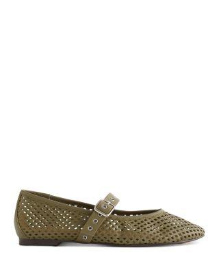 Women's Remy Diamond Perforated Leather Mary Jane Flats by MADEWELL