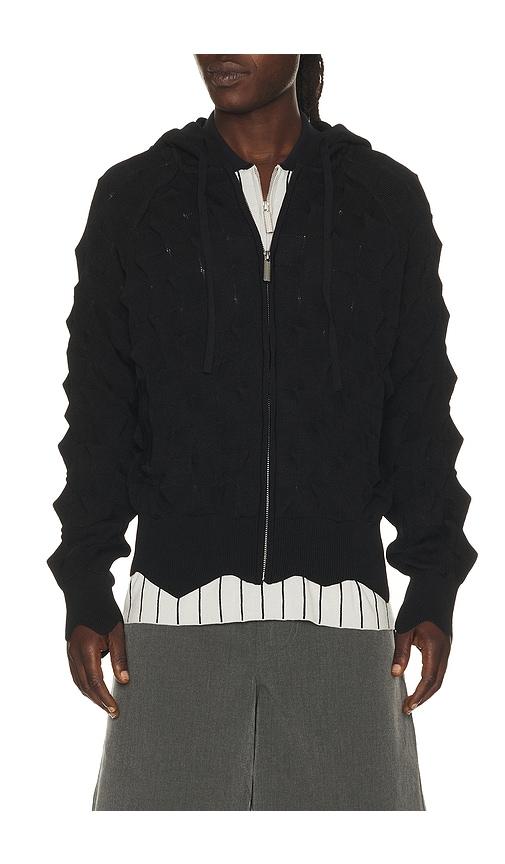MADFRENZY Spiked Slim Zip Up Hoodie in Black by MADFRENZY