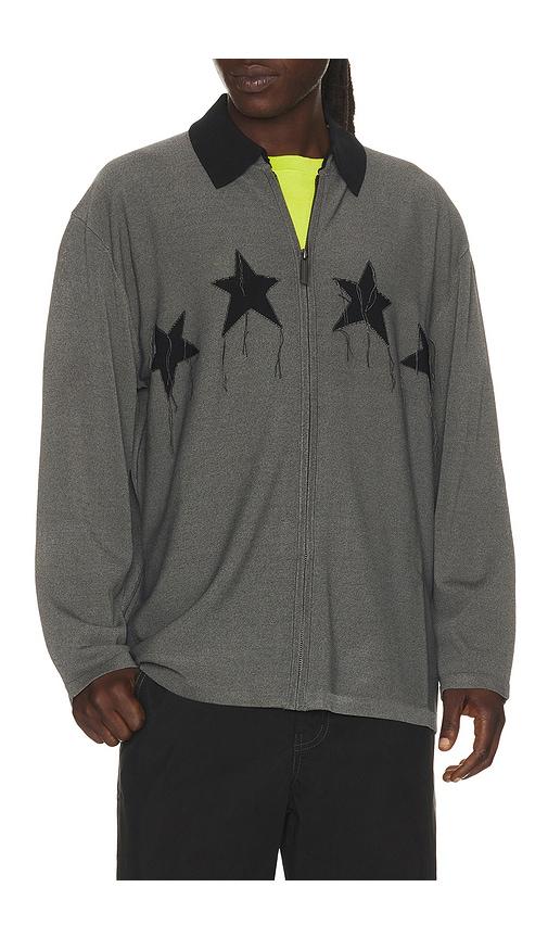 MADFRENZY Star Knit Zip Shirt in Charcoal by MADFRENZY