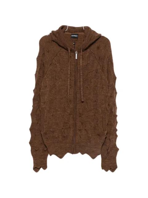 Spiked zip-up cable-knit cardigan by MADFRENZY