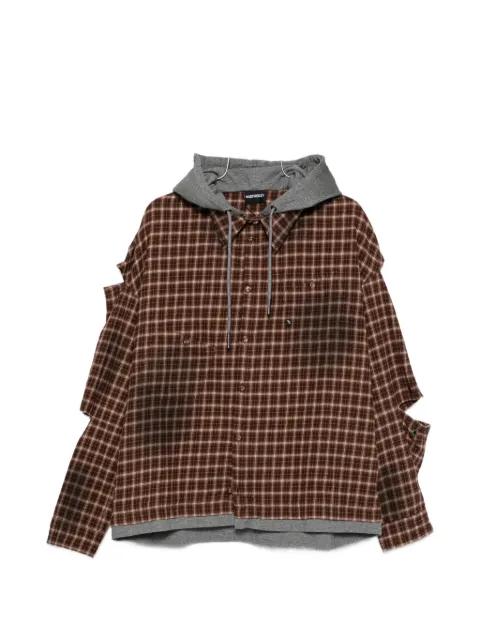 check-pattern hoodied shirt by MADFRENZY