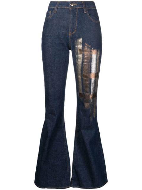 metallic-print flared jeans by MADISON.MAISON