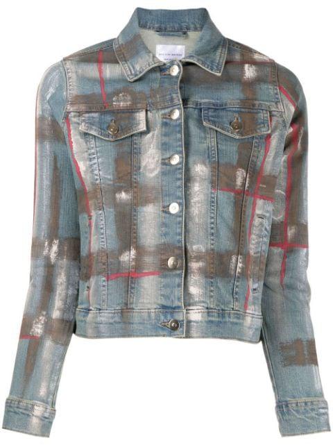 paint splatter-print denim jacket by MADISON.MAISON