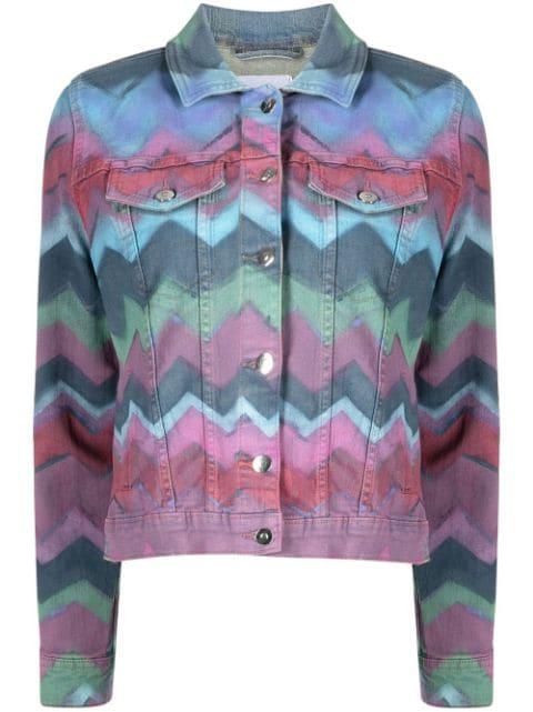 zigzag-print denim jacket by MADISON.MAISON