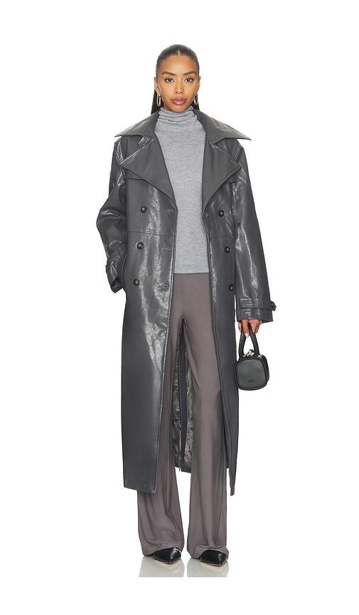 MADISON THE LABEL Hutson Trench in Charcoal by MADISON THE LABEL