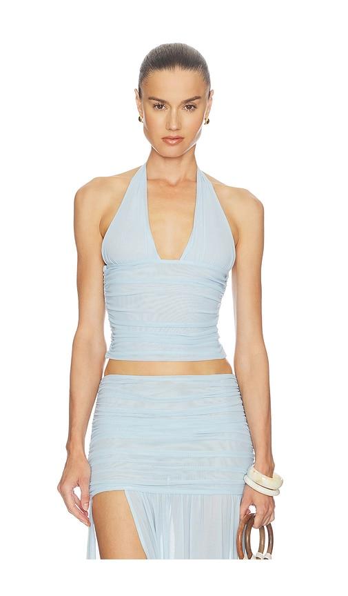 MADISON THE LABEL Leora Top in Baby Blue by MADISON THE LABEL