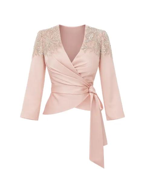 beaded wrap blouse by MAESTRI