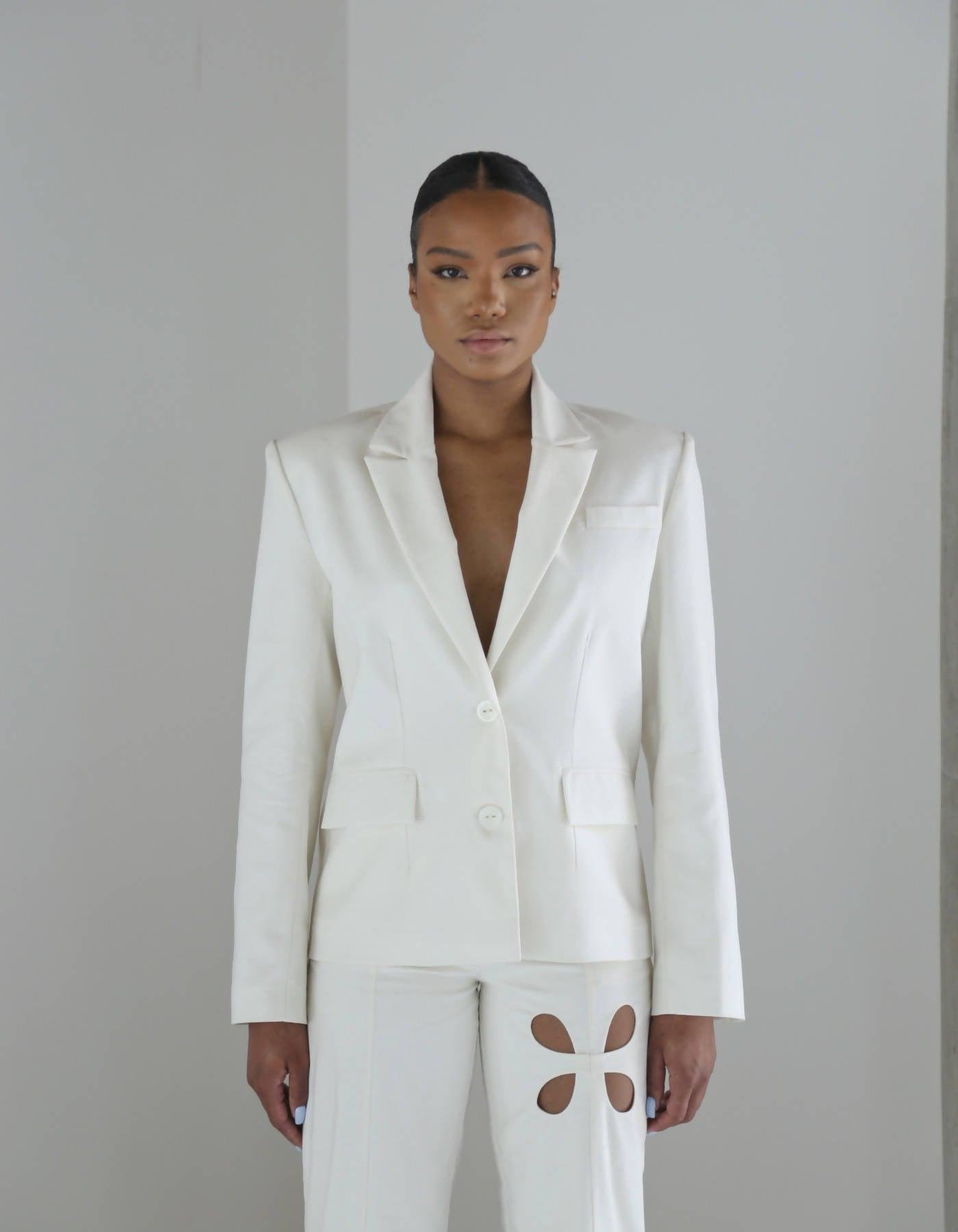 Terfil White Linen Jacket by MAET STUDIO