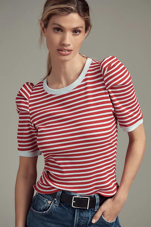 Maeve Puff-Sleeve Striped Top by MAEVE