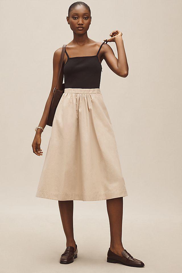 Maeve Sleeveless Rib Poplin Twofer Midi Dress by MAEVE