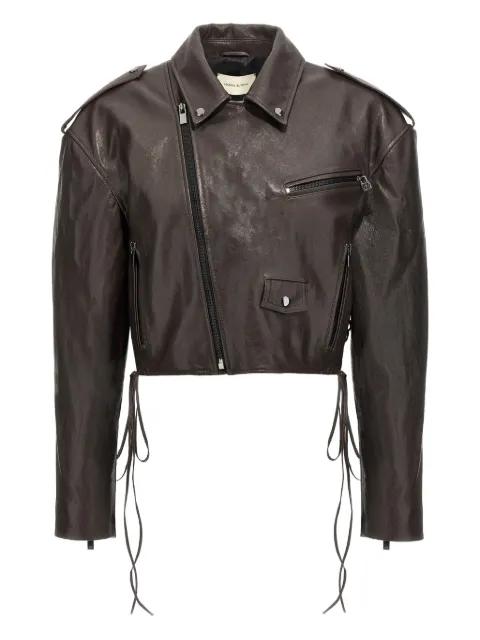 19 side-zip lace-up leather jacket by MAGDA BUTRYM