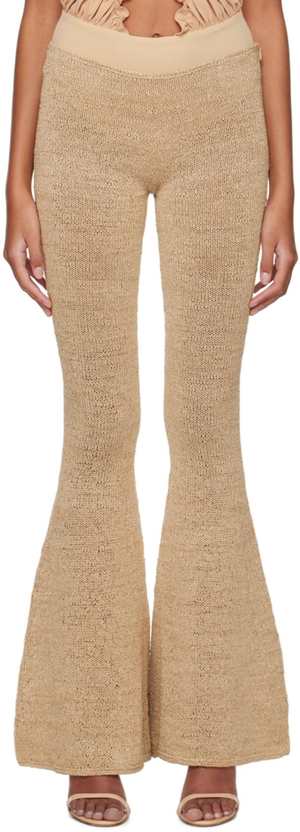 Beige Flared Trousers by MAGDA BUTRYM