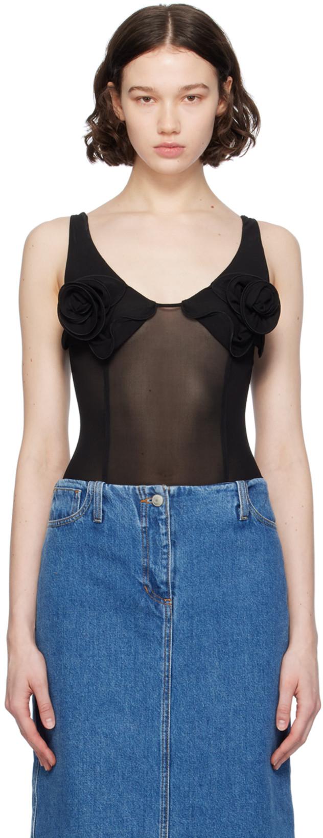 Black Floral Bodysuit by MAGDA BUTRYM