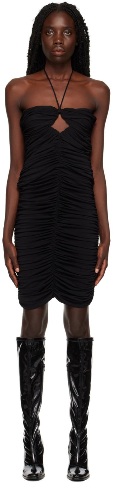 Black Ruched Keyhole Midi Dress by MAGDA BUTRYM