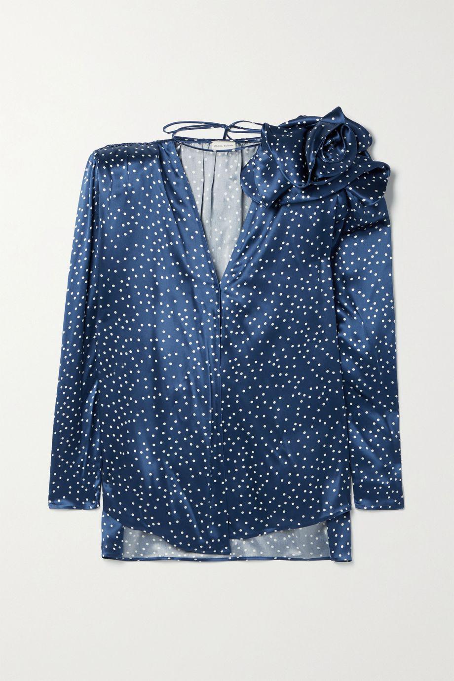 Embellished polka-dot silk-satin top by MAGDA BUTRYM Embellished polka-dot silk-satin top by MAGDA BUTRYM