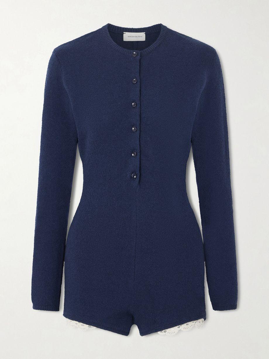 Lace-trimmed cotton-blend terry playsuit by MAGDA BUTRYM