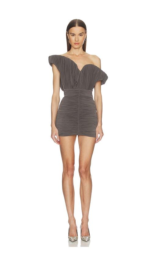 Magda Butrym Asymmetric Off The Shoulder Dress in Taupe by MAGDA BUTRYM