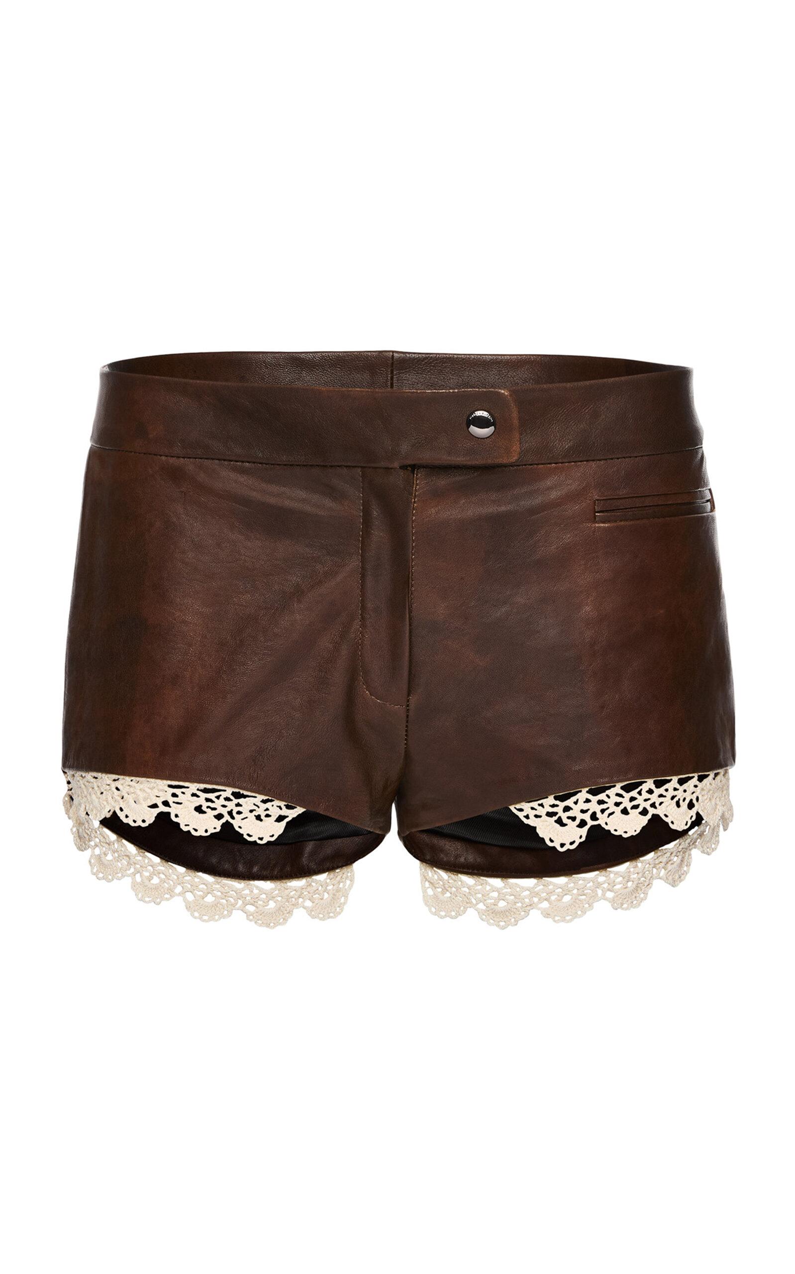 Magda Butrym Lace-Trimmed Leather Shorts - Moda Operandi by MAGDA BUTRYM