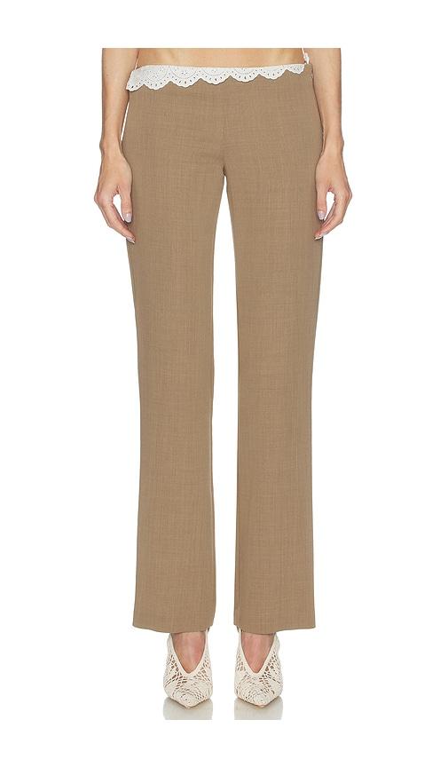 Magda Butrym Scallop Waist Trouser in Beige by MAGDA BUTRYM
