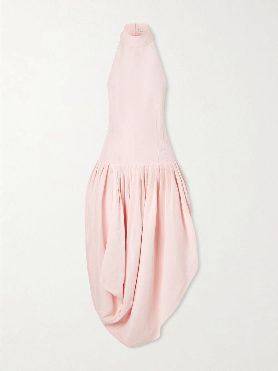 Pleated draped silk halterneck midi dress by MAGDA BUTRYM