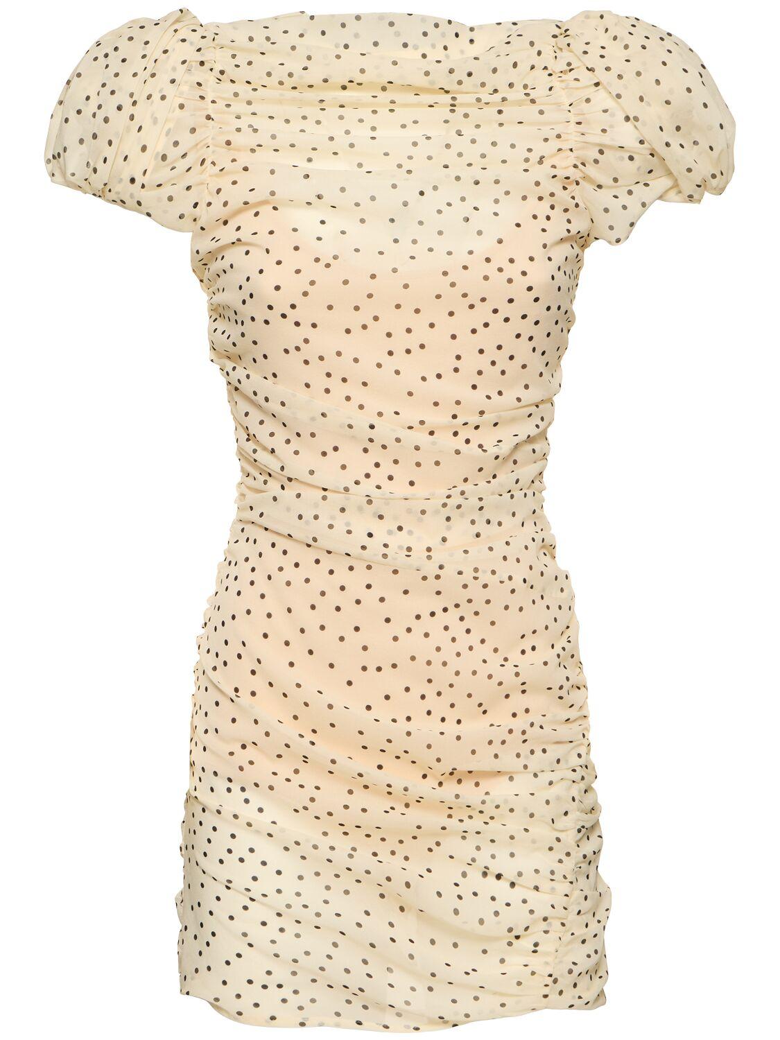 Polka Dots Draped Silk Mini Dress by MAGDA BUTRYM