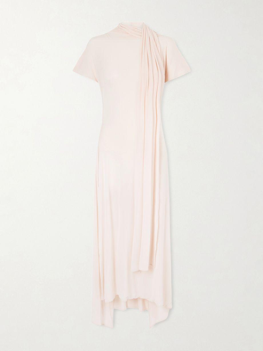 Scarf-detailed open-back asymmetric jersey dress by MAGDA BUTRYM