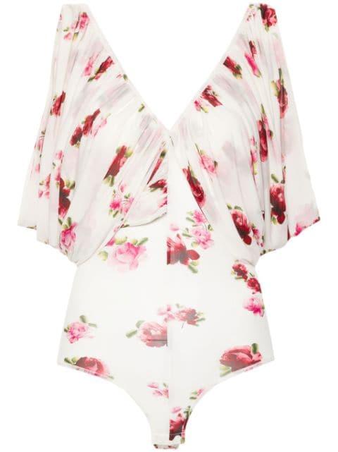V-neck ruched bodysuit by MAGDA BUTRYM
