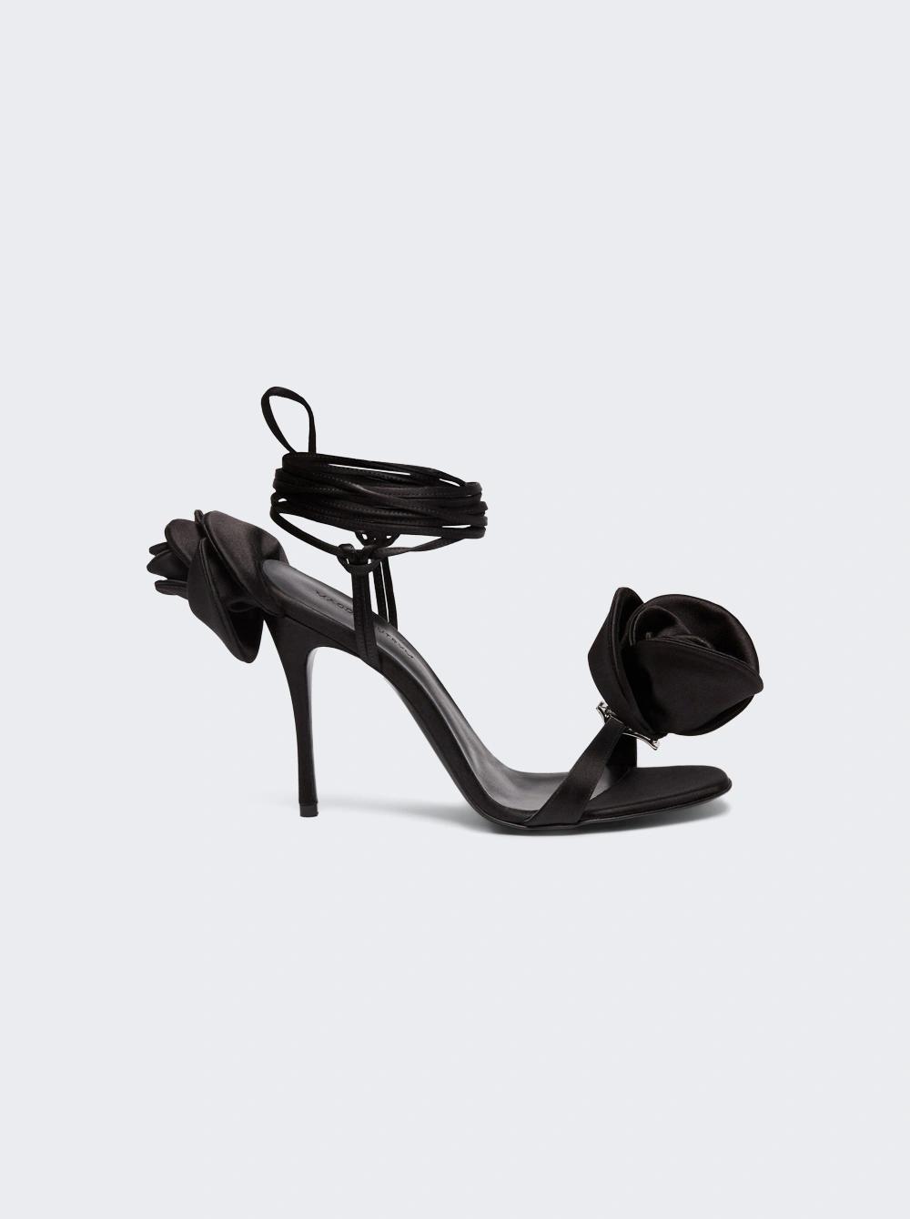 Wrap Around Double Flower Sandals Black  | The Webster by MAGDA BUTRYM
