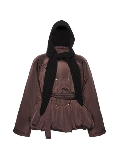 belted hoodied bomber jacket by MAGDA BUTRYM