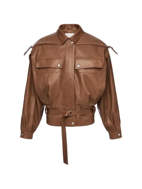 belted leather jacket by MAGDA BUTRYM