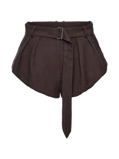 belted pleated mini shorts by MAGDA BUTRYM