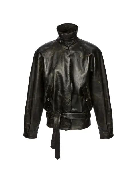 belted stand-collar coat by MAGDA BUTRYM