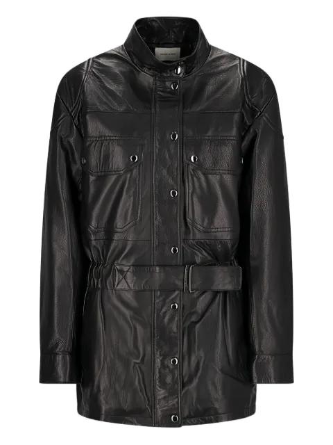 clasp-fastening leather jacket by MAGDA BUTRYM