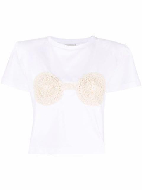 crochet-detailed cotton T-shirt by MAGDA BUTRYM
