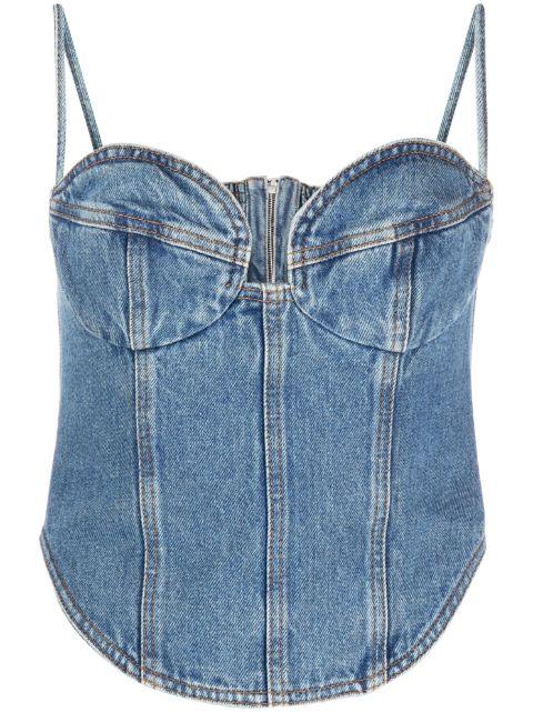 cropped denim bustier top by MAGDA BUTRYM