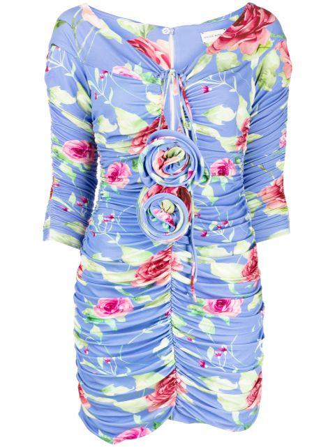 floral-appliqué ruched minidress by MAGDA BUTRYM