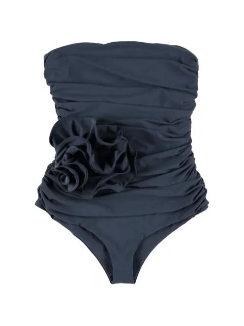 floral-appliqué ruched swimsuit by MAGDA BUTRYM