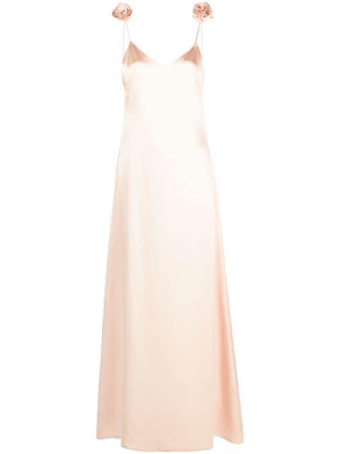 floral-appliqué silk maxi dress by MAGDA BUTRYM