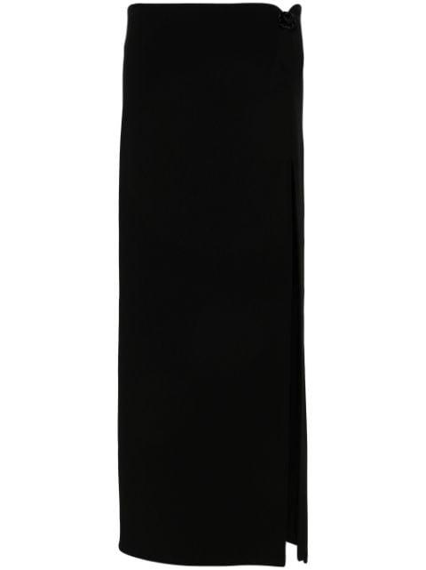 floral-appliqué wool-blend skirt by MAGDA BUTRYM
