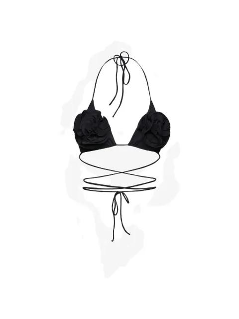 floral-appliqué wrap-around bikini top by MAGDA BUTRYM