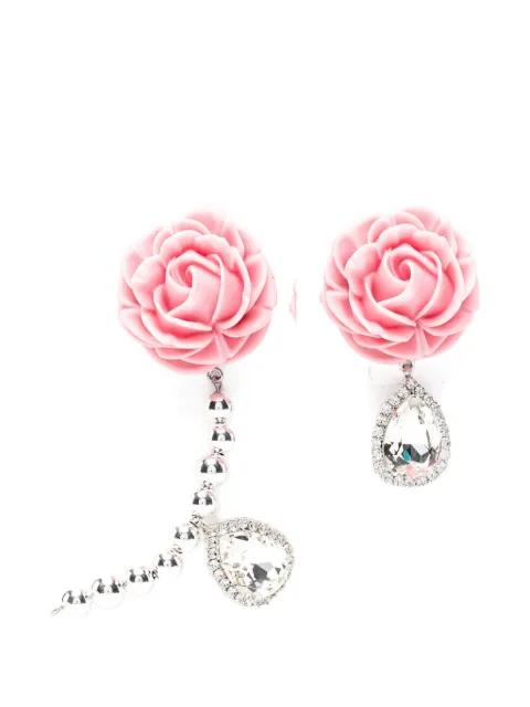 floral-detail crystal-embellished earrings by MAGDA BUTRYM
